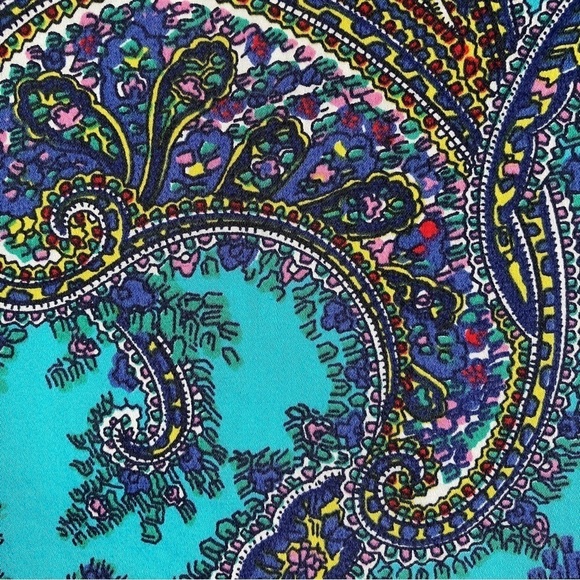 Talbots Classic Button Down Rainbow Multi Color Turquoise Paisley Print Sz 2X - Picture 15 of 16